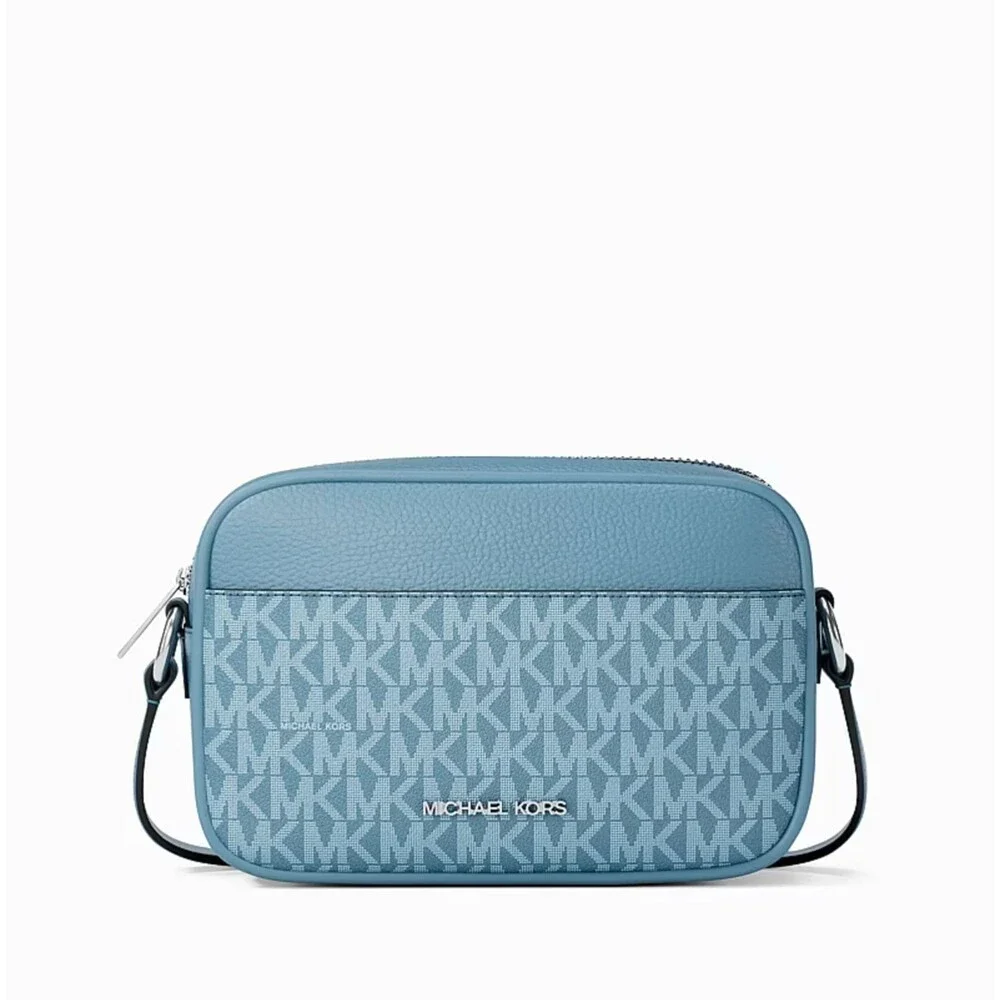 Michael Kors Jet Set Travel Small Denim Logo Camera Crossbody Bag 35S6STVC1V NEW